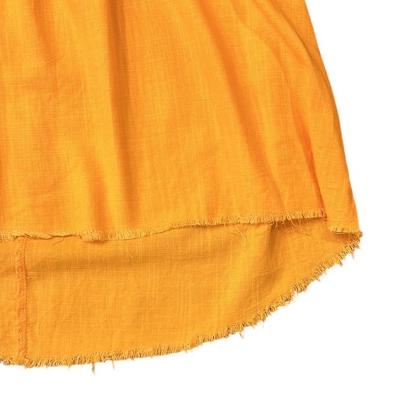 Umgee Linen Blend Raw Hem Square Neck Loose Fit Top Tangerine Size Medium - Picture 11 of 13